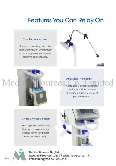 (MS-S400) Sistema de ventilación neonatal Máquina CPAP médica Ventilador para bebés Ventilador de hospital